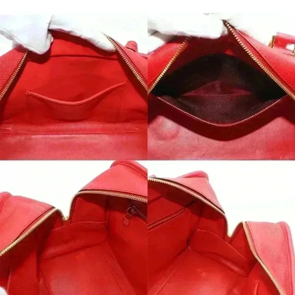 Loewe Amazona 28 Boston Leather Hand Bag Red Guaranteed Authentic - Picture 8 of 12